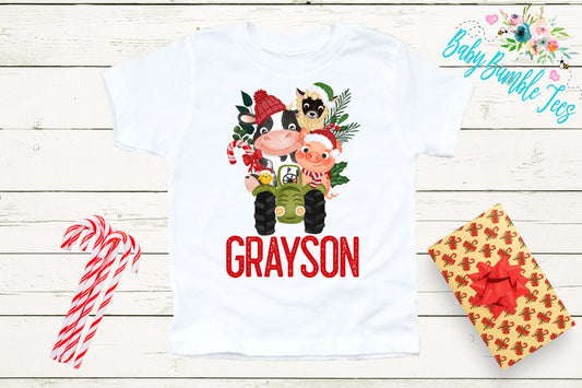 Christmas Kids Shirt // Personalized Name // Christmas // Boys shirt // Tractor // My First Christmas // Farm // Toddler Shirt // kids shirt
