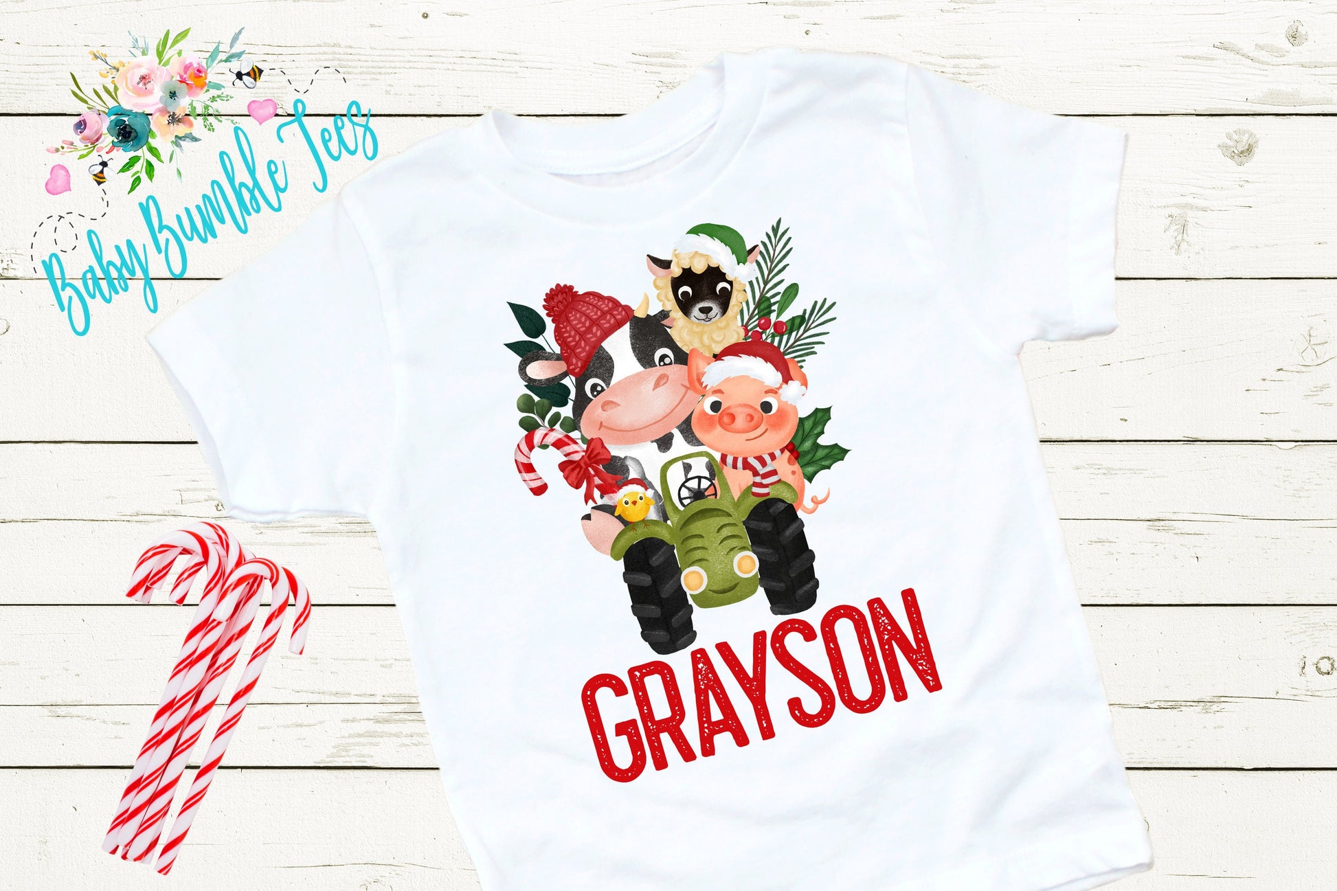 Christmas Kids Shirt // Personalized Name // Christmas // Boys shirt // Tractor // My First Christmas // Farm // Toddler Shirt // kids shirt