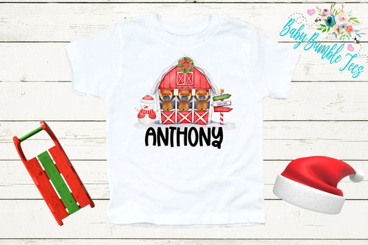 Reindeer Barn Shirt // Personalized Name // Christmas // Toddler Shirt // Holiday // Kids Shirt // Gift // First Christmas // Reindeer Farm