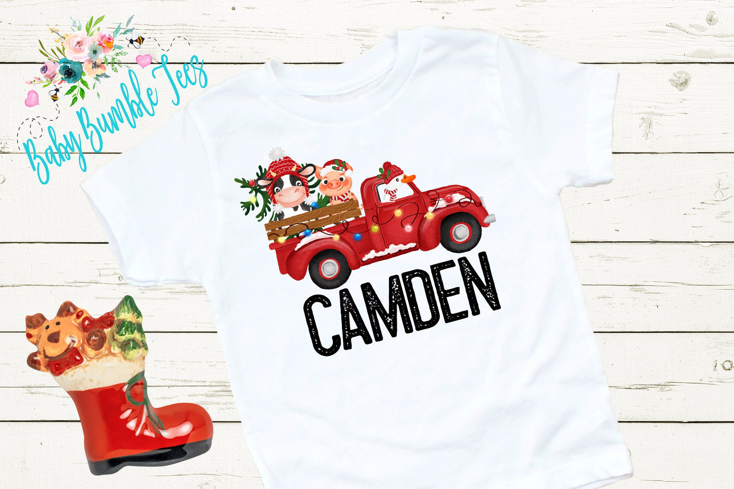 Christmas Kids Shirt // Personalized Name // Christmas // Boys shirt // Truck // My First Christmas // Farm // Toddler Shirt // kids shirt