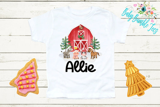Christmas Farm Shirt // Christmas Kids Shirt // Girls shirt // Personalized Name // Christmas // My First Christmas // Farm // Toddler Shirt