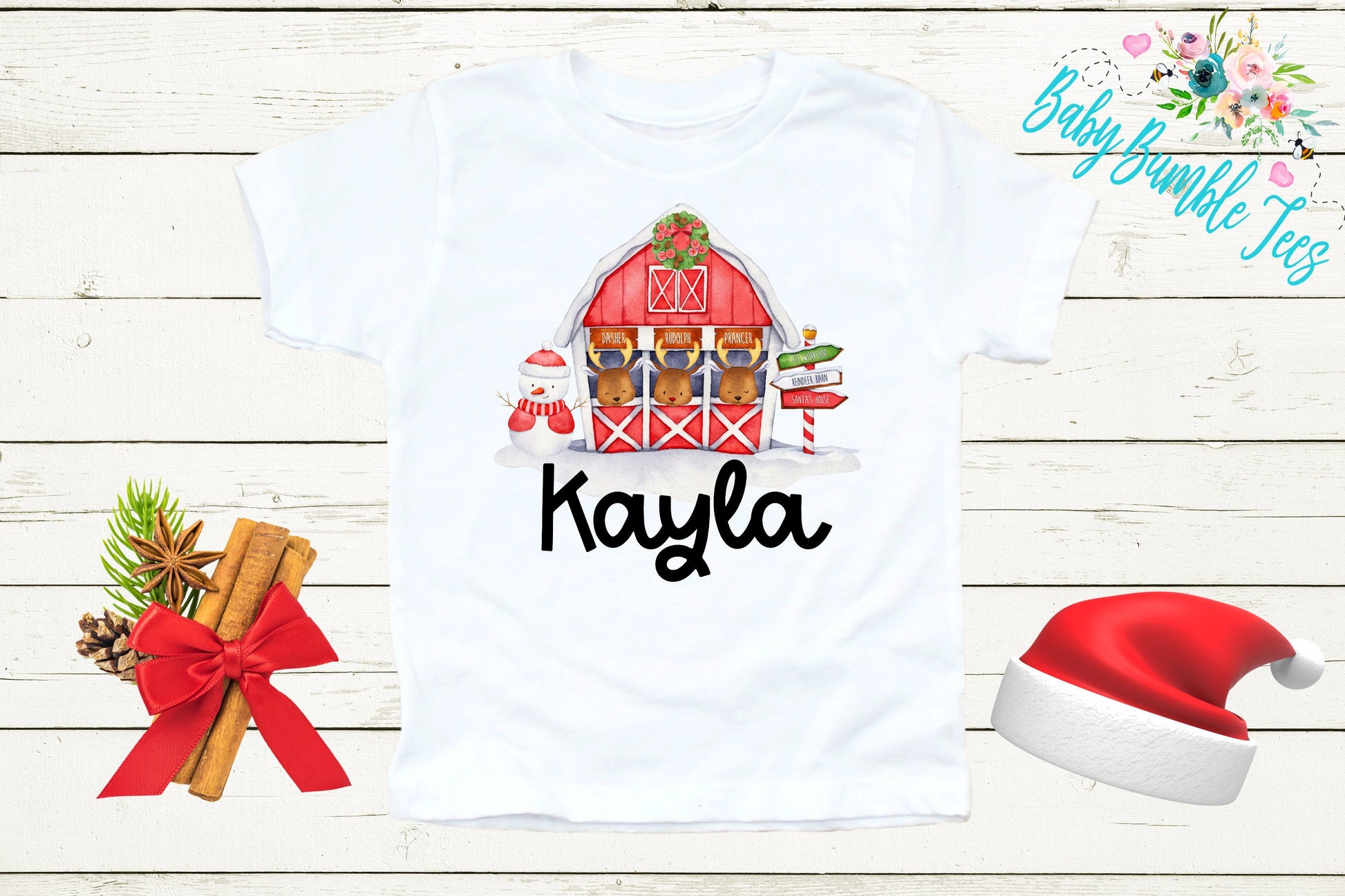 Reindeer Barn Shirt // Personalized Name // Christmas // Toddler Shirt // Holiday // Kids Shirt // Gift // First Christmas // Reindeer Farm