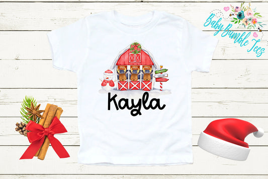 Reindeer Barn Shirt // Personalized Name // Christmas // Toddler Shirt // Holiday // Kids Shirt // Gift // First Christmas // Reindeer Farm