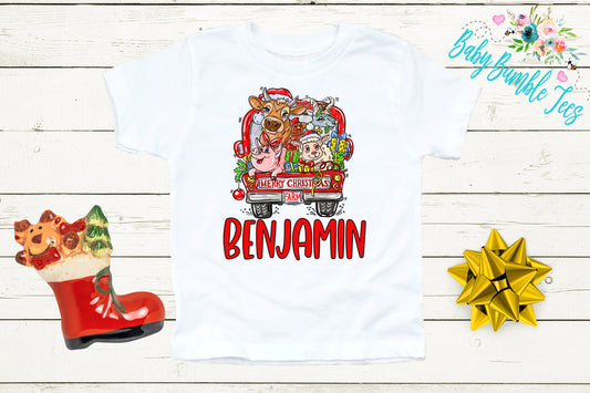 Christmas Kids Shirt // Personalized Name // Christmas // Boys shirt // Truck // My First Christmas // Farm // Toddler Shirt // kids shirt