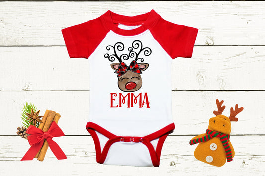 Reindeer Name // Personalized Name // Christmas // Baby Girl // Holiday // Gift // Kids Shirt // First Christmas // Reindeer