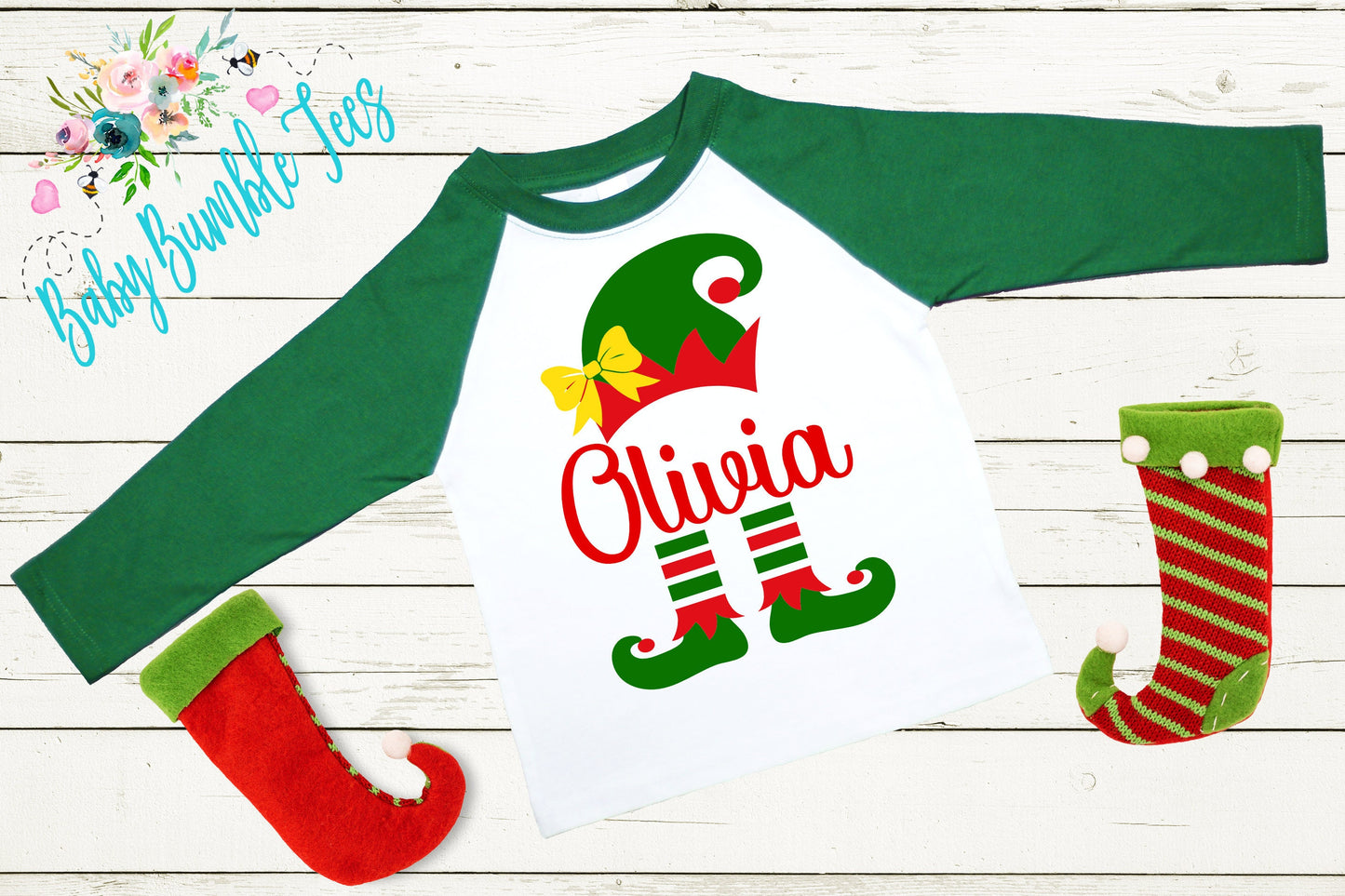 Girls Elf Name Shirt // Personalized Name Shirt // Christmas t-shirt // Toddler // Kids Shirt // First Christmas // Elf Hat Shoes // Holiday