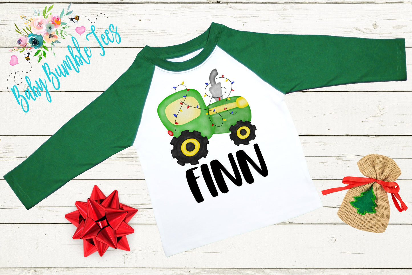 Christmas Tractor Shirt // Boys Christmas Shirt // Kids Christmas Shirt // Personalized Name // Toddler Christmas Shirt // Christmas Gift