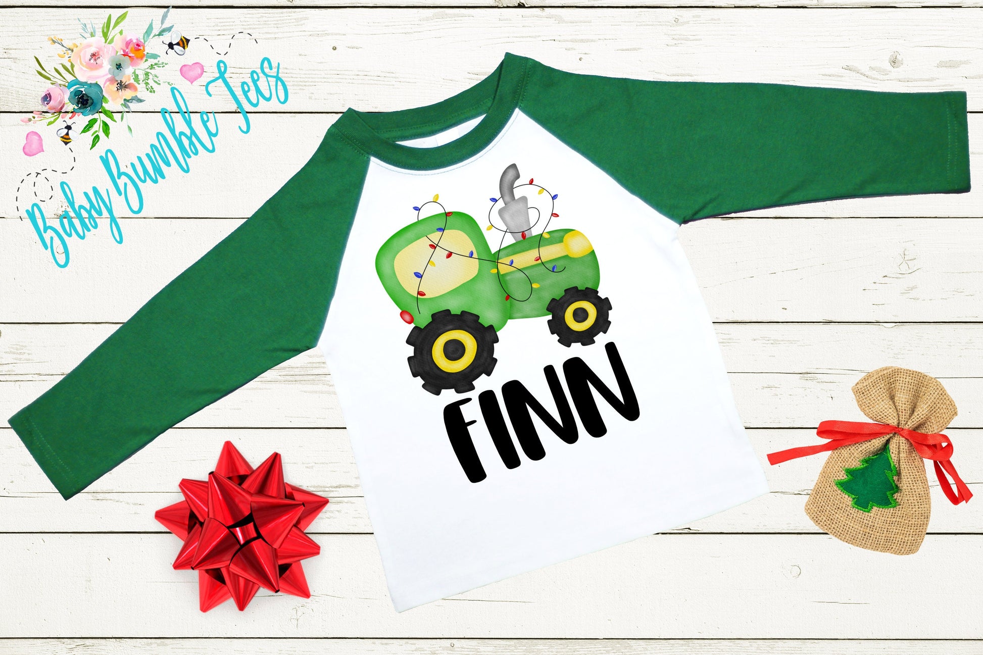 Christmas Tractor Shirt // Boys Christmas Shirt // Kids Christmas Shirt // Personalized Name // Toddler Christmas Shirt // Christmas Gift