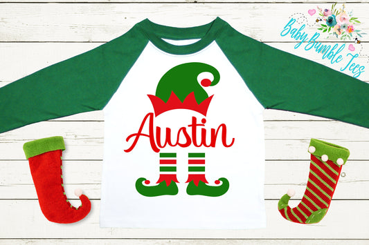 Elf Name Shirt // Personalized Name // Christmas t-shirt // Baby Boy // Toddler // Kids Shirt // First Christmas // Elf Hat // Elf Shoes