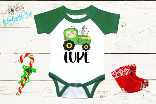 Christmas Tractor Bodysuit // Personalized Name // Kids Christmas Shirt // Boys Christmas Shirt // My First Christmas // Christmas Gift