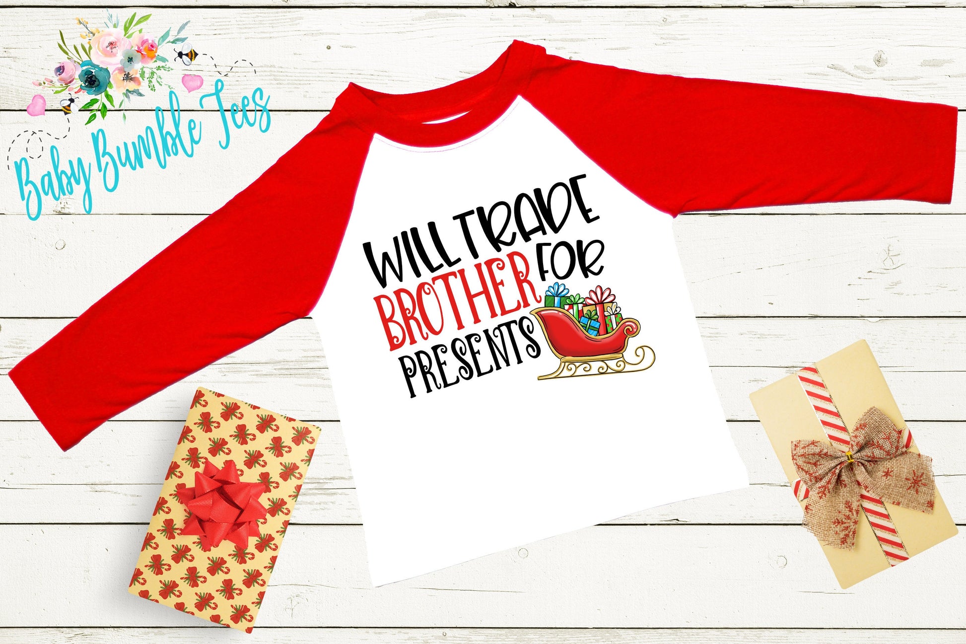 Will Trade Brother For Presents // Christmas // Toddler Shirt // Holiday // Kids Shirt // Gift // Toddler Christmas // Funny Christmas Shirt