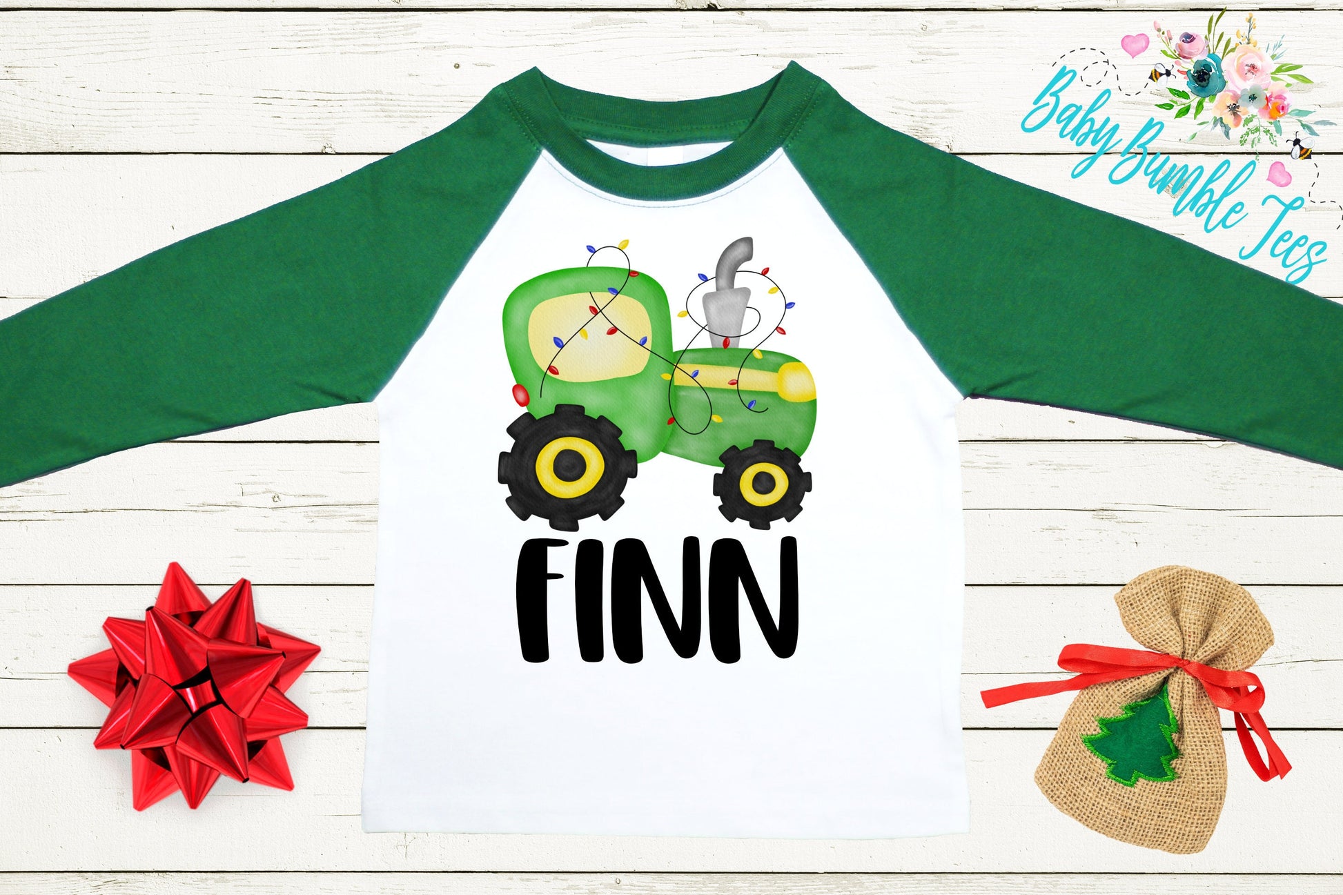 Christmas Tractor Shirt // Boys Christmas Shirt // Kids Christmas Shirt // Personalized Name // Toddler Christmas Shirt // Christmas Gift