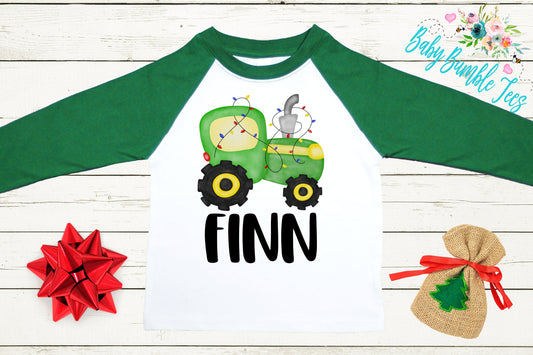 Christmas Tractor Shirt // Boys Christmas Shirt // Kids Christmas Shirt // Personalized Name // Toddler Christmas Shirt // Christmas Gift