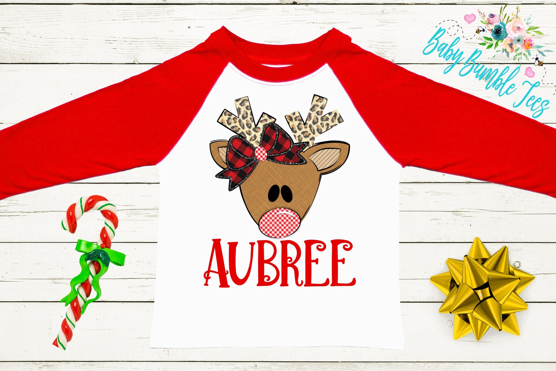 Reindeer Name Shirt // Personalized Name // Christmas t-shirt // Baby Girl // Holiday Shirt // Toddler// Kids Shirt // First Christmas