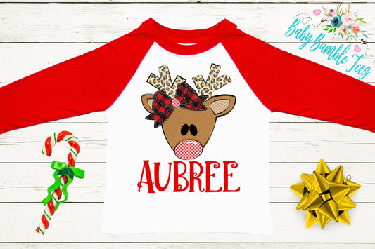 Reindeer Name Shirt // Personalized Name // Christmas t-shirt // Baby Girl // Holiday Shirt // Toddler// Kids Shirt // First Christmas