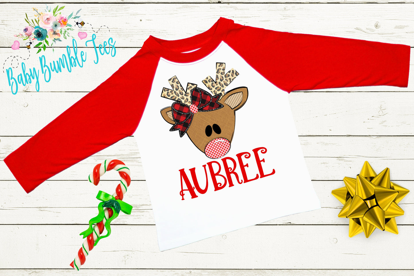 Reindeer Name Shirt // Personalized Name // Christmas t-shirt // Baby Girl // Holiday Shirt // Toddler// Kids Shirt // First Christmas