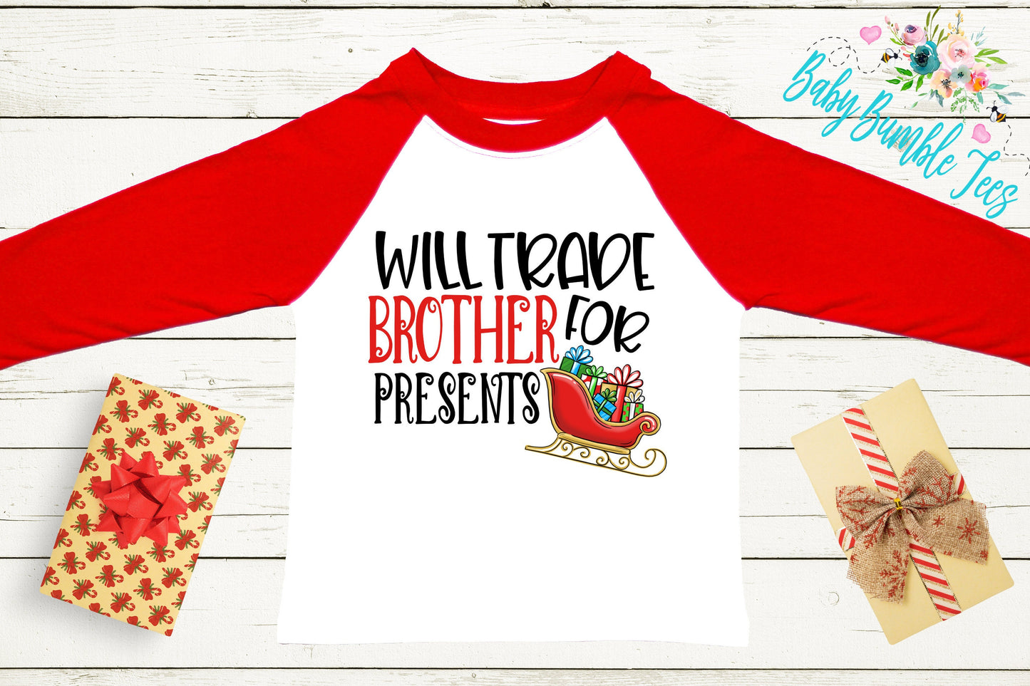 Will Trade Brother For Presents // Christmas // Toddler Shirt // Holiday // Kids Shirt // Gift // Toddler Christmas // Funny Christmas Shirt