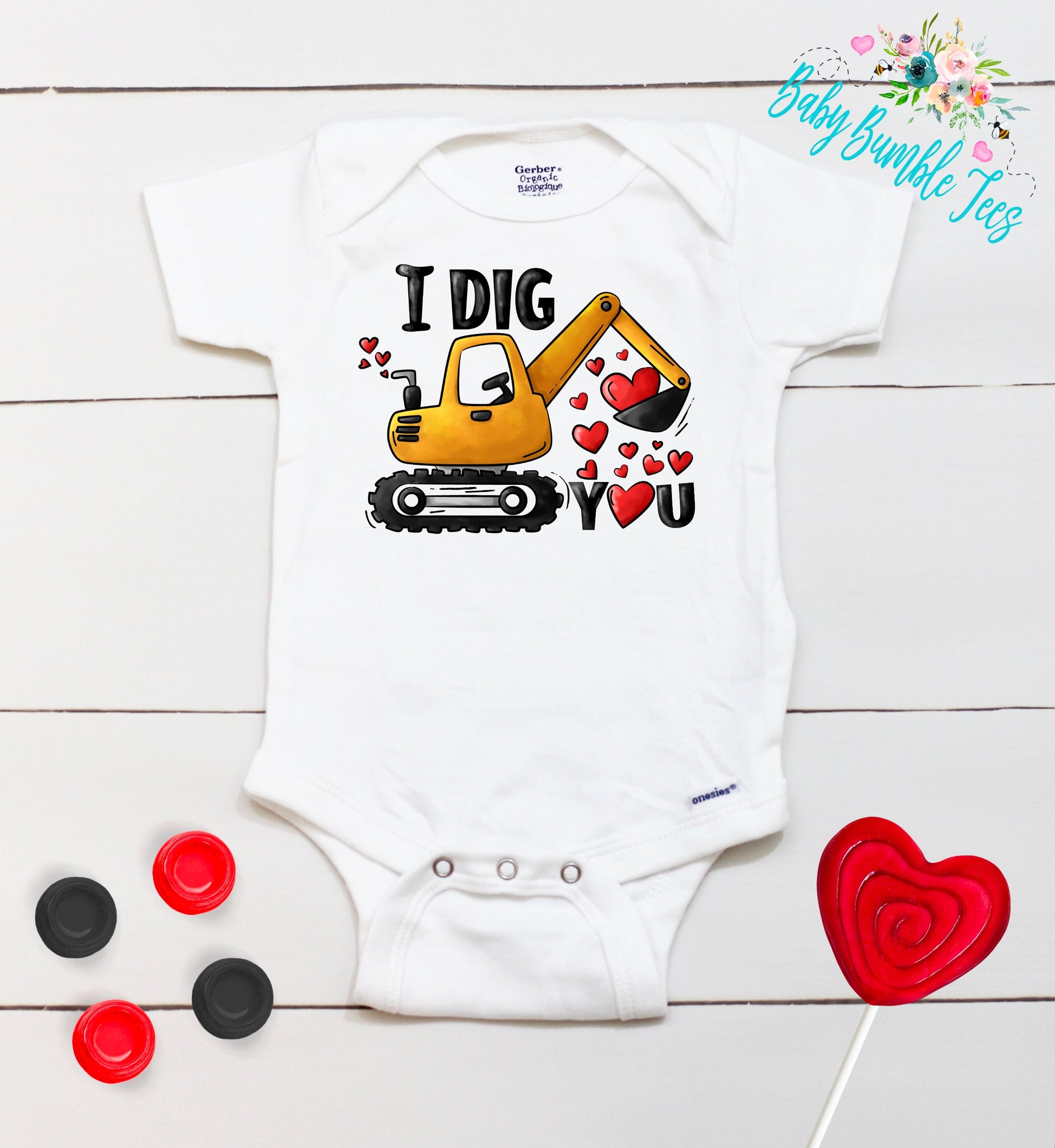 I Dig You Bodysuit // Boy Valentine's Day // Truck // My First Valentines Day // Toddler Shirt // Kids Shirt // Construction // Digger