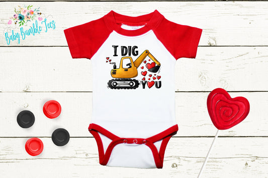 I Dig You Bodysuit // Boy Valentine's Day // Truck // My First Valentines Day // Toddler Shirt // Kids Shirt // Construction // Digger