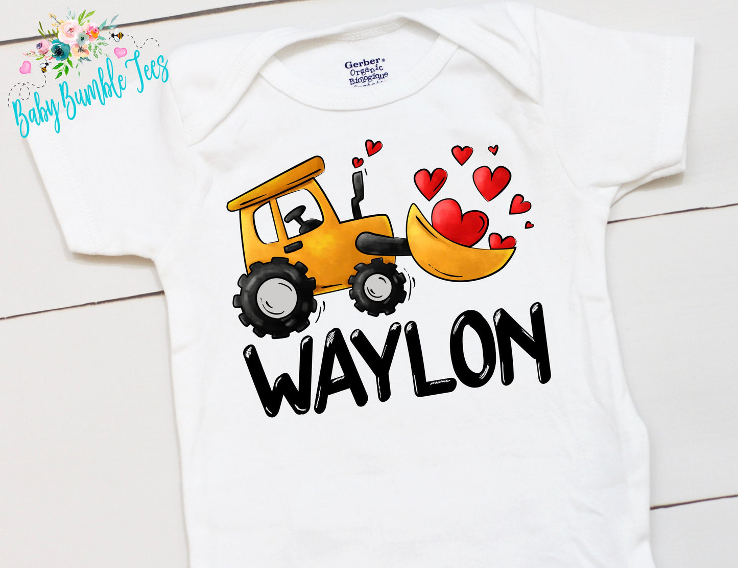 Valentine's Day Bodysuit // Personalized Name // Boy Valentine // Truck // My First Valentines Day // Toddler Shirt // Construction / Digger