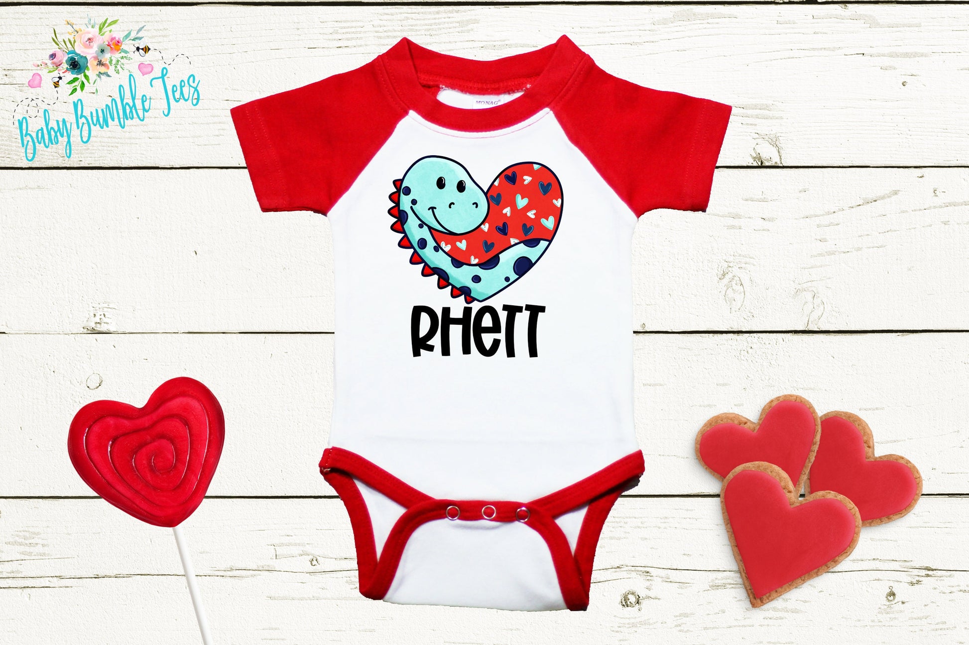 Boys Valentines Day bodysuit // Personalized Name // Baby Boy Valentines Day // My First Valentine // Kids Shirt // Boy Dinosaur Valentine