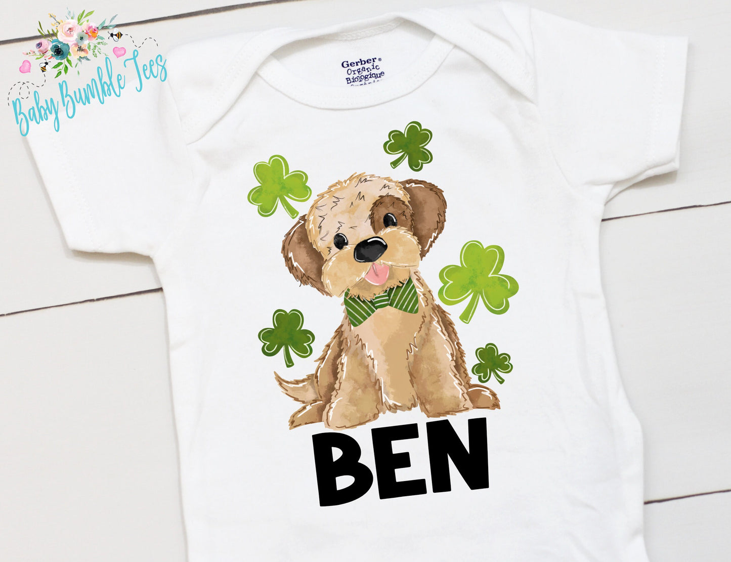 St Patricks Day Dog Bodysuit - Personalized Name - St Patricks Day - Boy Shirt - St Paddy's Day - First St Patricks Day - Kids Shirt