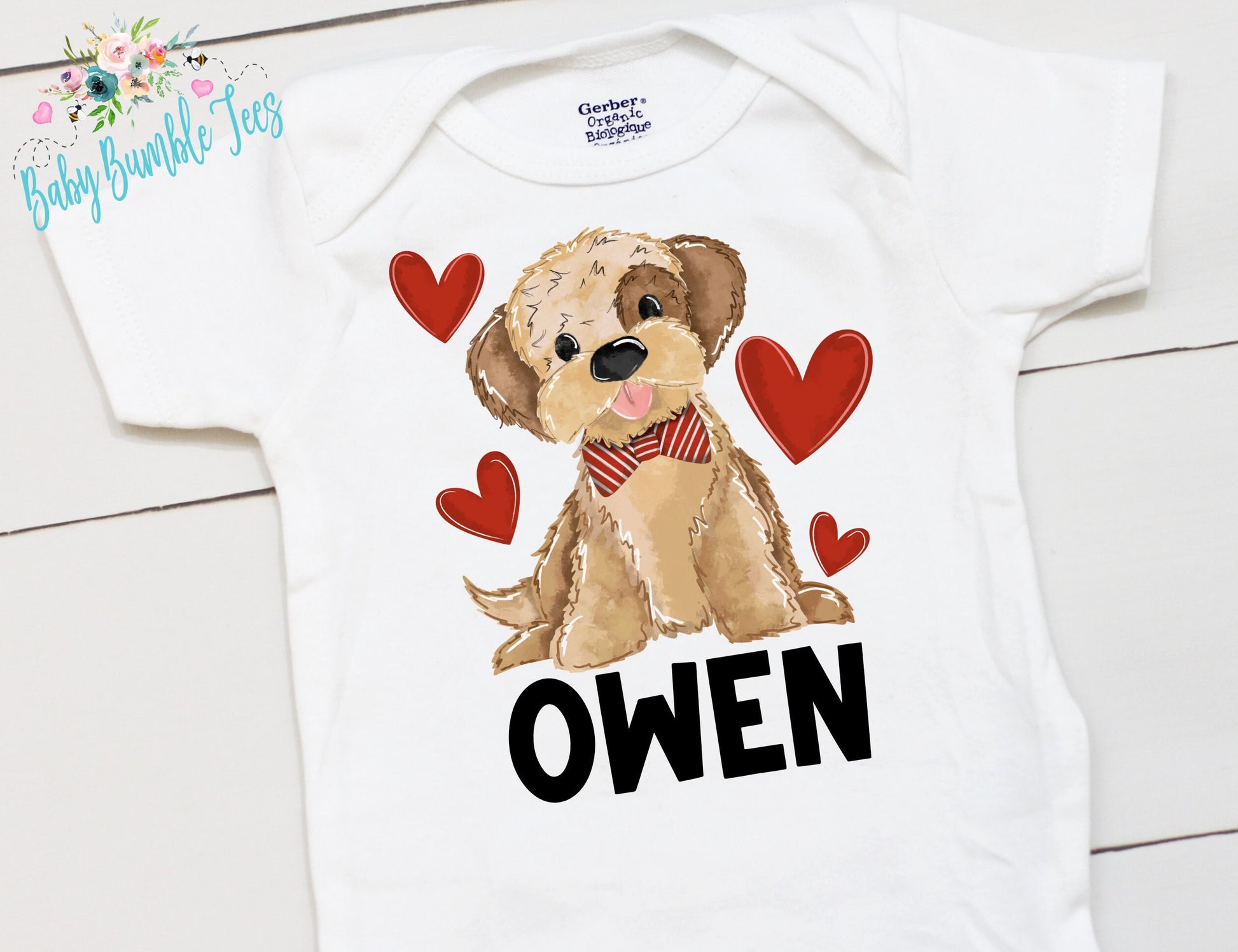 Boys Valentines Day bodysuit // Personalized Name // Baby Boy Valentines Day // My First Valentine // Kids Shirt // Puppy Dog Shirt