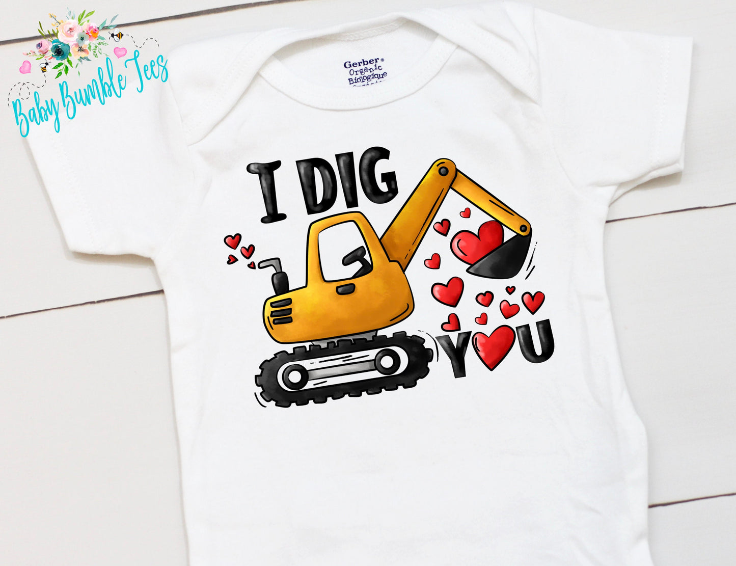 I Dig You Bodysuit // Boy Valentine's Day // Truck // My First Valentines Day // Toddler Shirt // Kids Shirt // Construction // Digger