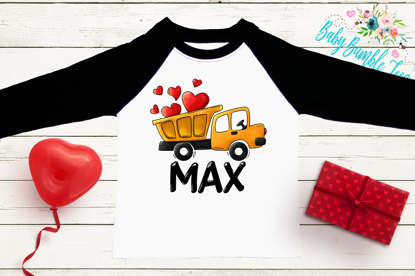Valentines Shirt // Personalized Name // Valentine Construction // Truck // My First Valentines Day // Toddler Shirt // kids shirt // Digger