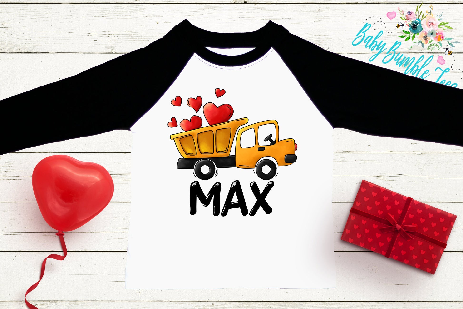 Valentines Shirt // Personalized Name // Valentine Construction // Truck // My First Valentines Day // Toddler Shirt // kids shirt // Digger
