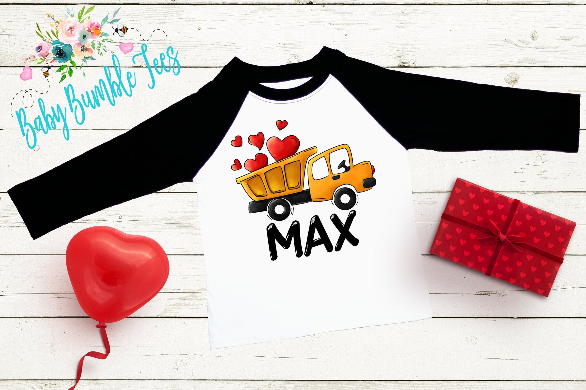 Valentines Shirt // Personalized Name // Valentine Construction // Truck // My First Valentines Day // Toddler Shirt // kids shirt // Digger