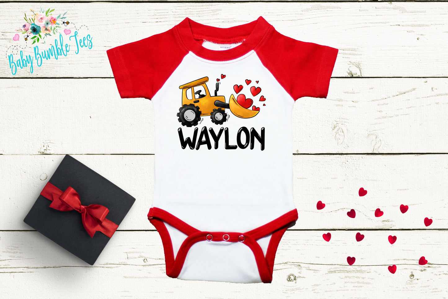 Valentine's Day Bodysuit // Personalized Name // Boy Valentine // Truck // My First Valentines Day // Toddler Shirt // Construction / Digger