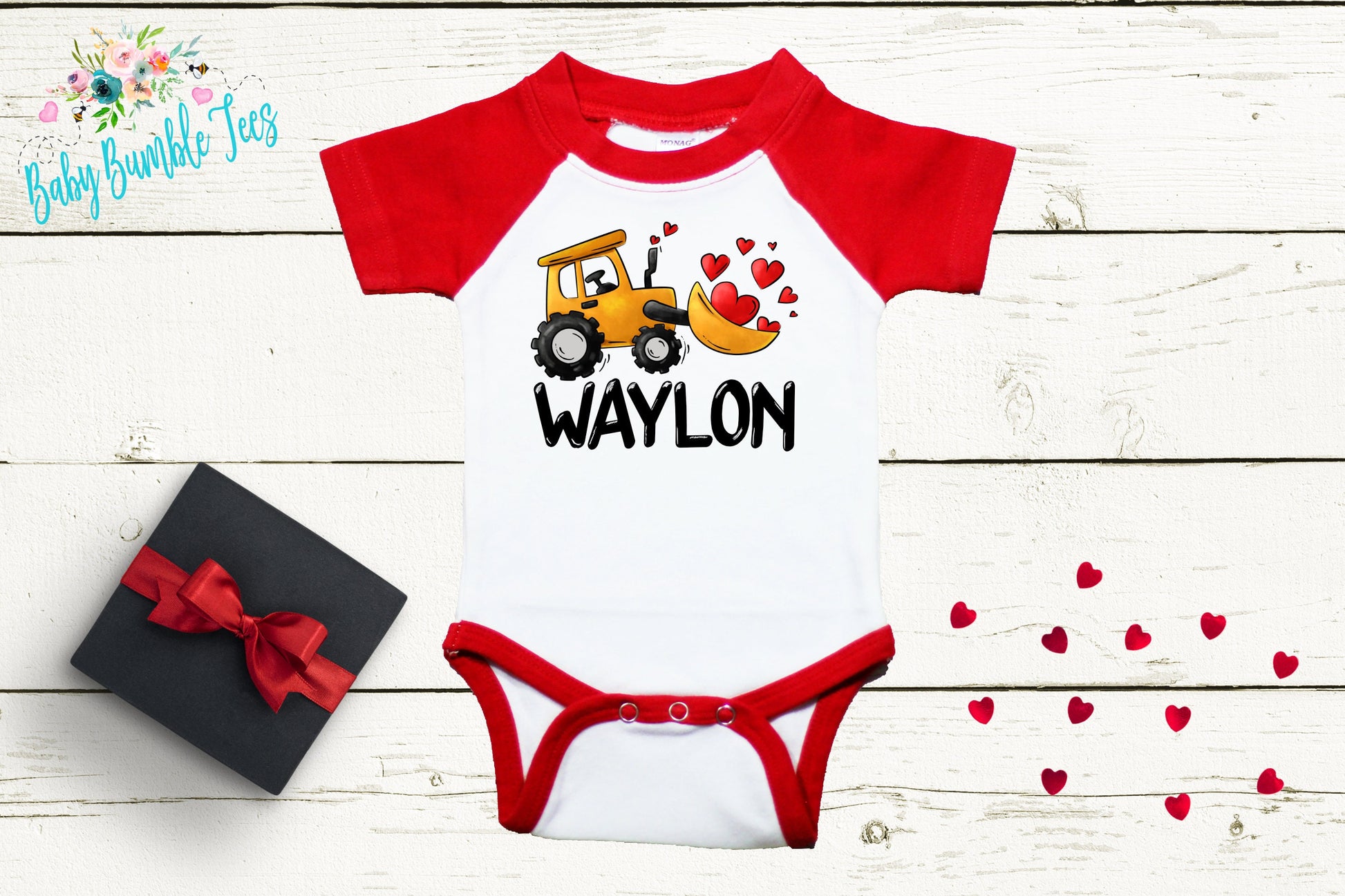 Valentine's Day Bodysuit // Personalized Name // Boy Valentine // Truck // My First Valentines Day // Toddler Shirt // Construction / Digger
