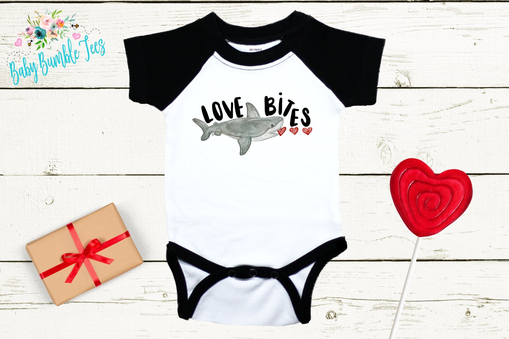 Love Bites Bodysuit // Boy's Valentine's Day // Toddler Shirt // Kids Valentine's Day Shirt // Shark Shirt // My First Valentines Day