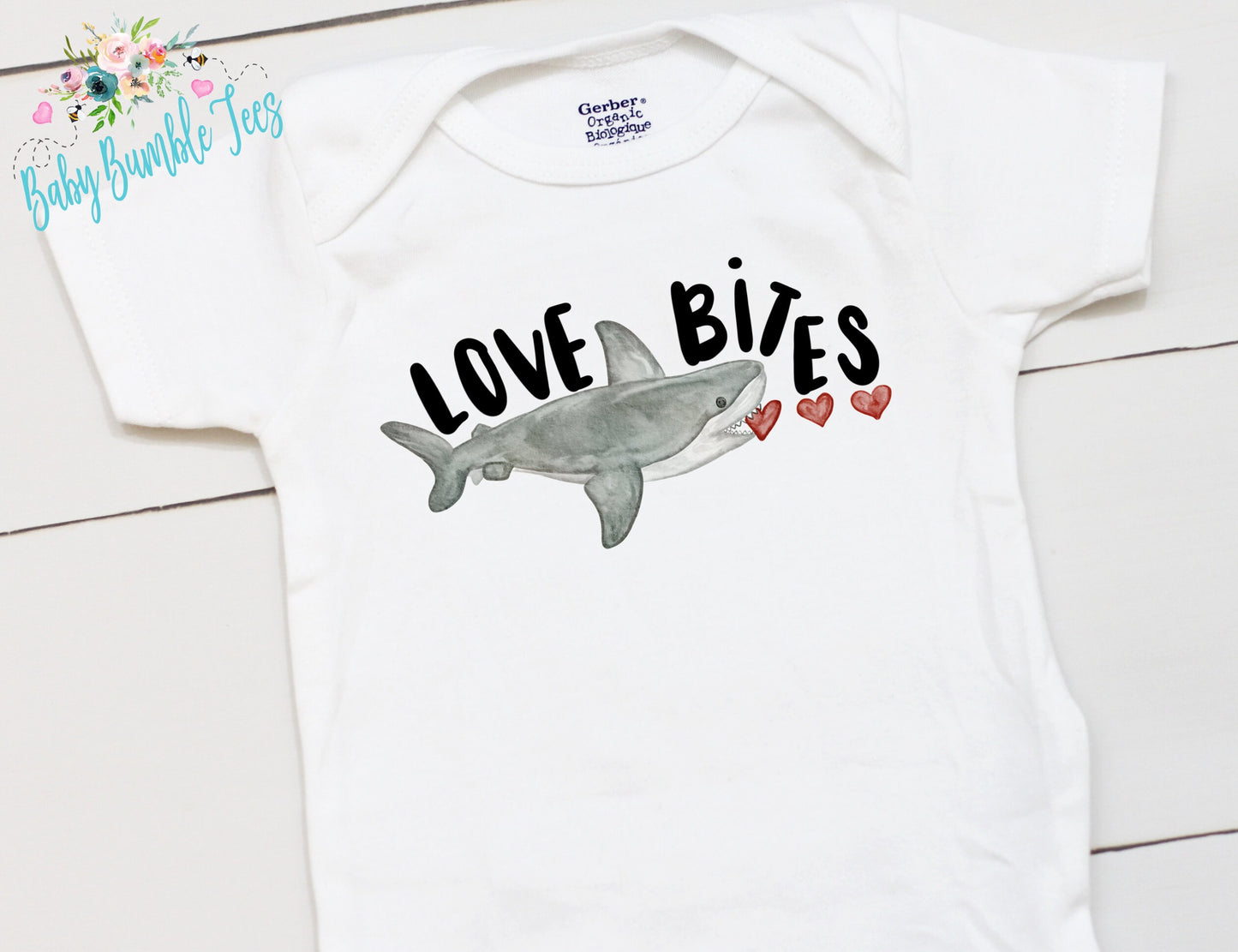 Love Bites Bodysuit // Boy's Valentine's Day // Toddler Shirt // Kids Valentine's Day Shirt // Shark Shirt // My First Valentines Day