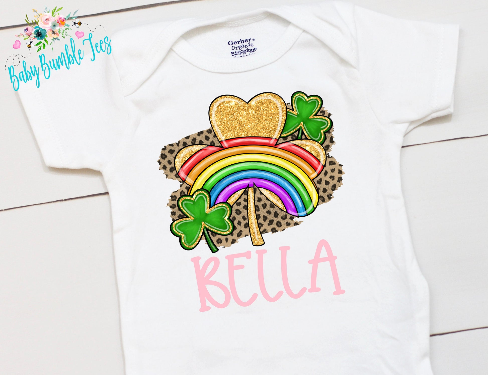 St Patricks Day Bodysuit - Personalized Name - St Patricks Day - Girl - St Paddy's Day - First St Patricks Day - Clover