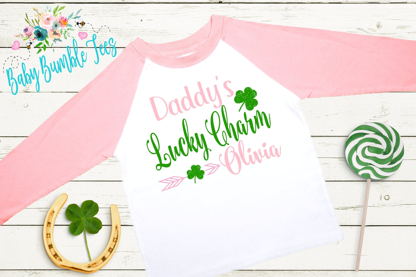 Daddy's Lucky Charm Shirt - Personalized Name - St Patricks Day - Girl Shirt - Daddy - St Paddys Day - Toddler Shirt - kids shirt