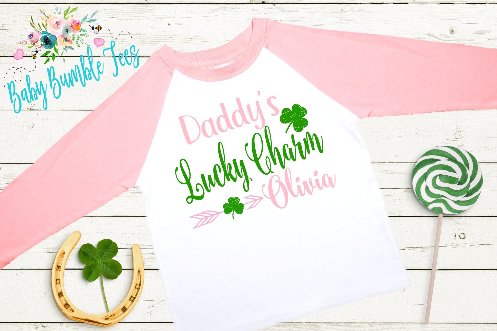 Daddy's Lucky Charm Shirt - Personalized Name - St Patricks Day - Girl Shirt - Daddy - St Paddys Day - Toddler Shirt - kids shirt