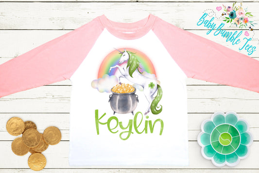 St Patricks Day Unicorn Shirt - Personalized Name - St Patricks Day - Girl Shirt - St Paddys Day - Toddler Shirt - kids shirt
