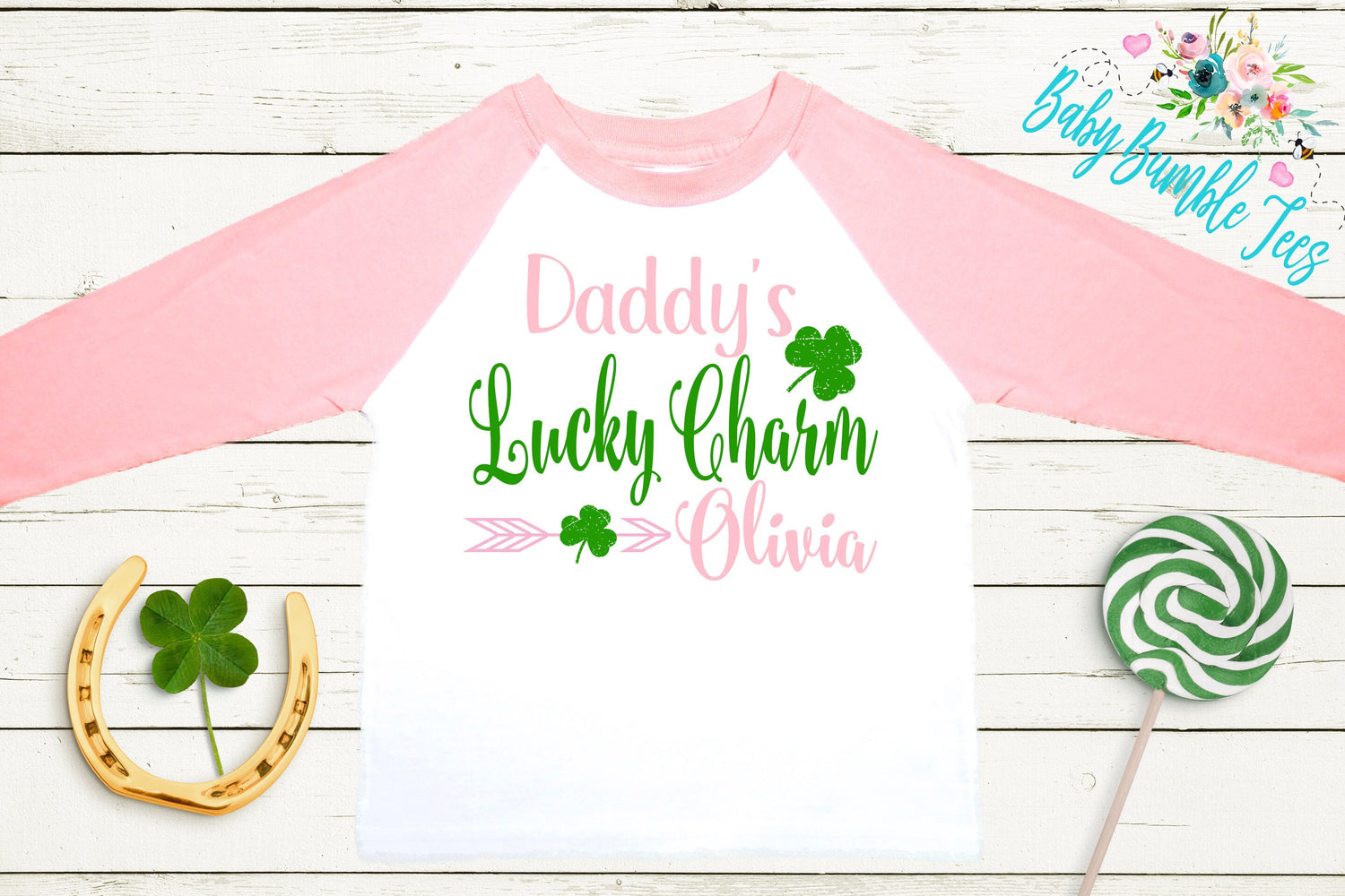 Daddy's Lucky Charm Shirt - Personalized Name - St Patricks Day - Girl Shirt - Daddy - St Paddys Day - Toddler Shirt - kids shirt