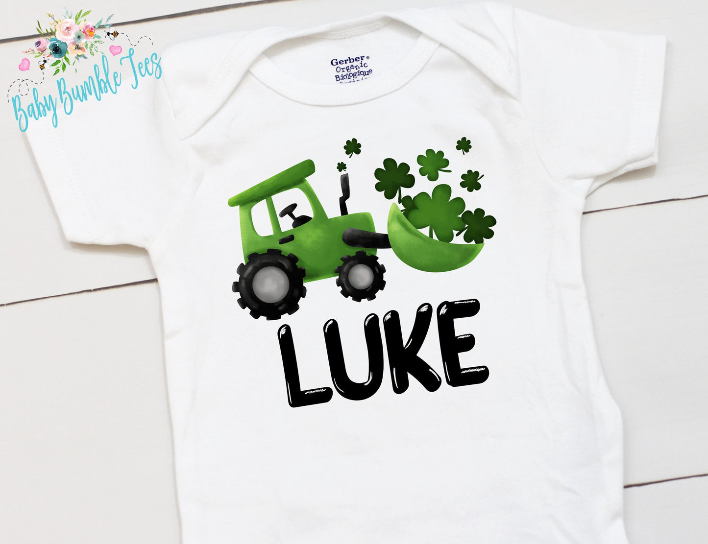 St Patricks Day Truck Bodysuit - Personalized Name - St Patricks Day - St Paddys Day - First St Patricks Day - Boy's st Patricks shirt