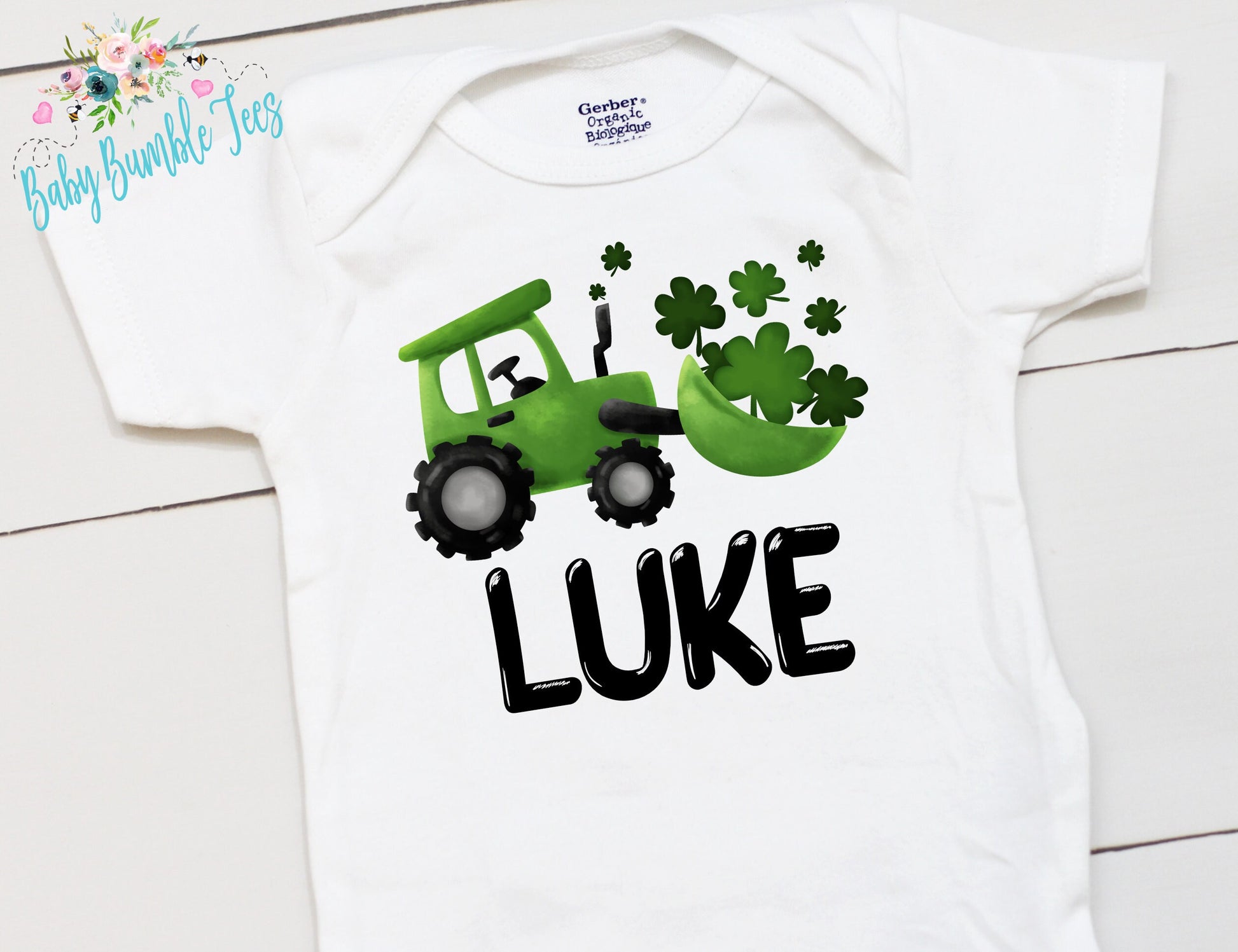 St Patricks Day Truck Bodysuit - Personalized Name - St Patricks Day - St Paddys Day - First St Patricks Day - Boy's st Patricks shirt