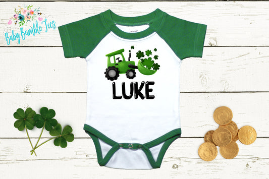 St Patricks Day Truck Bodysuit - Personalized Name - St Patricks Day - St Paddys Day - First St Patricks Day - Boy's st Patricks shirt