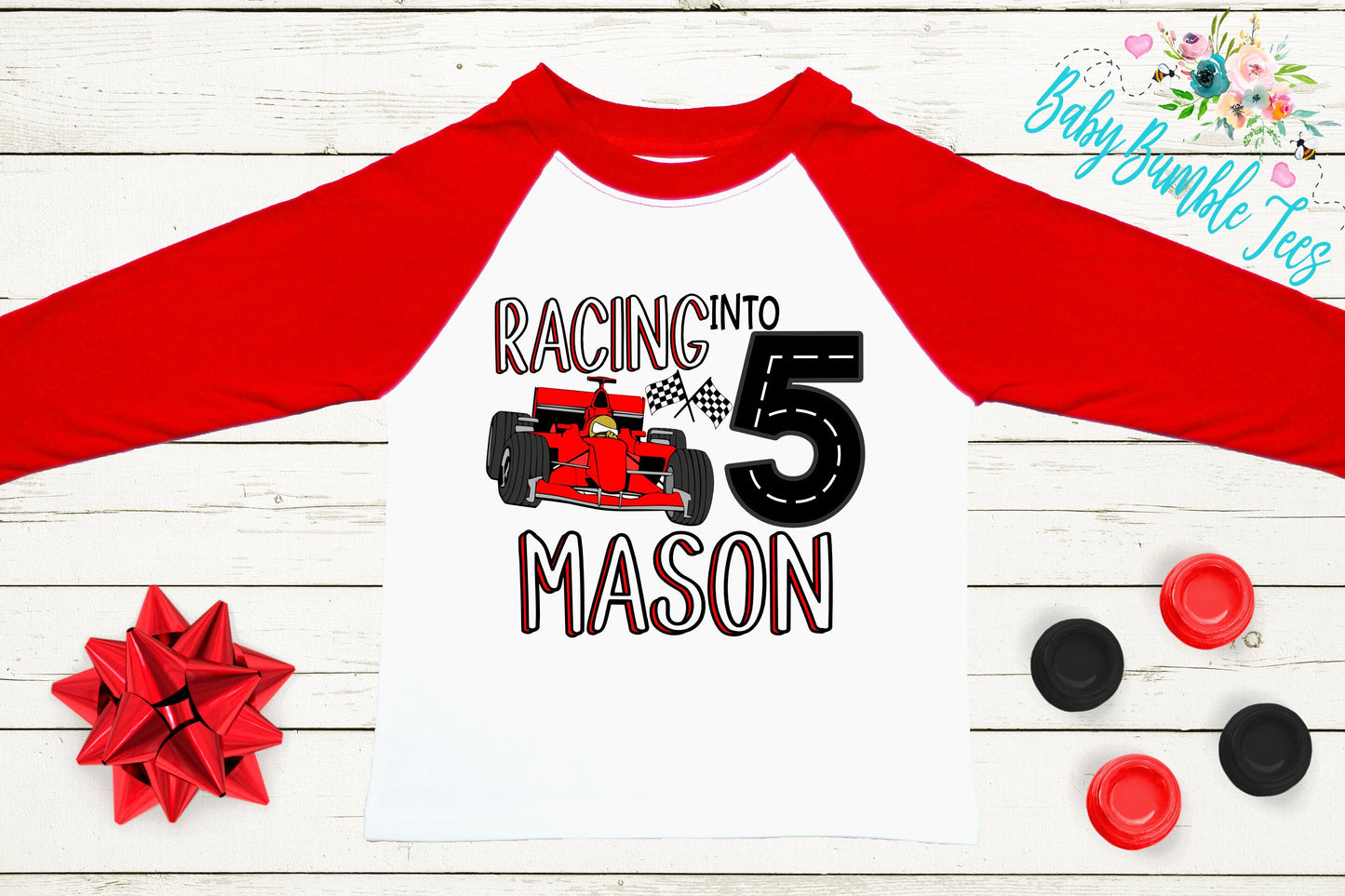 Racing into Five Birthday Shirt // Boy Birthday Shirt // 5th Birthday Shirt // Birthday Boy // Fifth Birthday / Kids Race Car Birthday Shirt