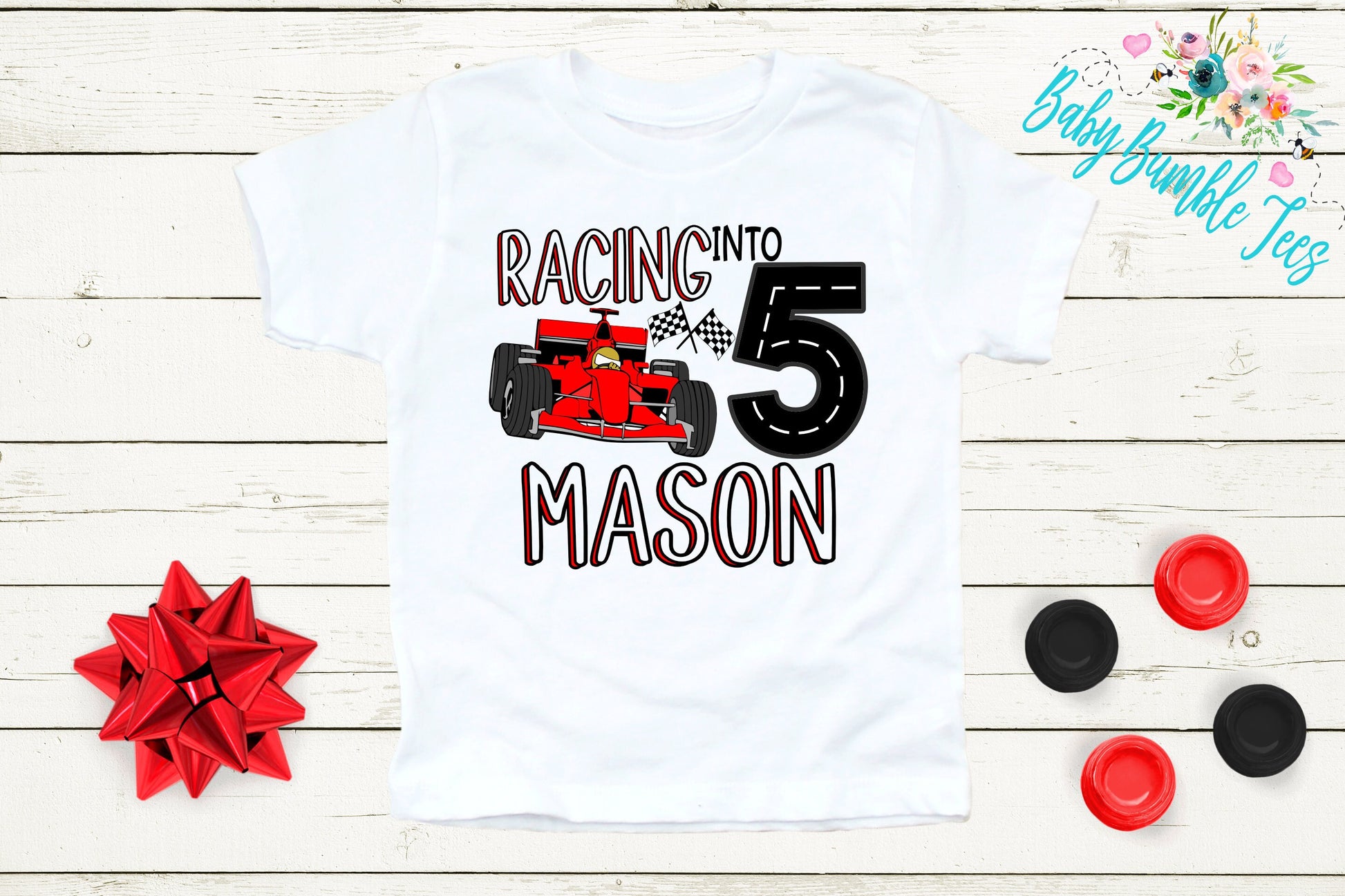 Racing into Five Birthday Shirt // Boy Birthday Shirt // 5th Birthday Shirt // Birthday Boy // Fifth Birthday / Kids Race Car Birthday Shirt