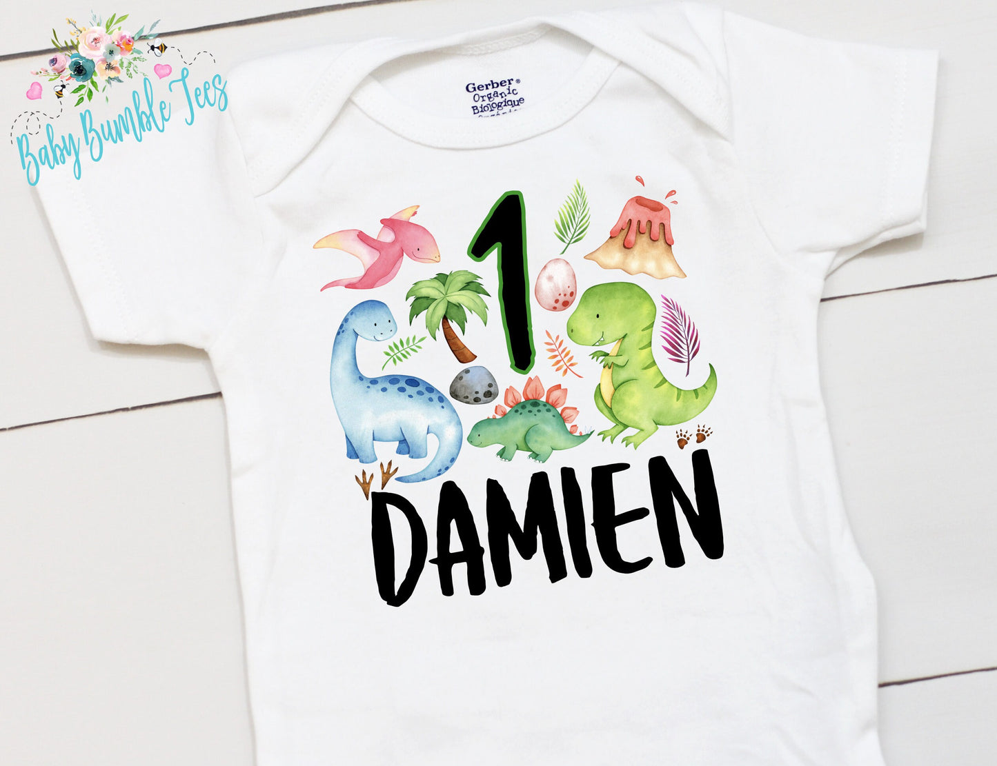 Dinosaur Birthday Bodysuit // Dinosaur First Birthday // Kids Birthday Shirt // Birthday Boy Name // Cake Smash // Toddler Birthday Shirt