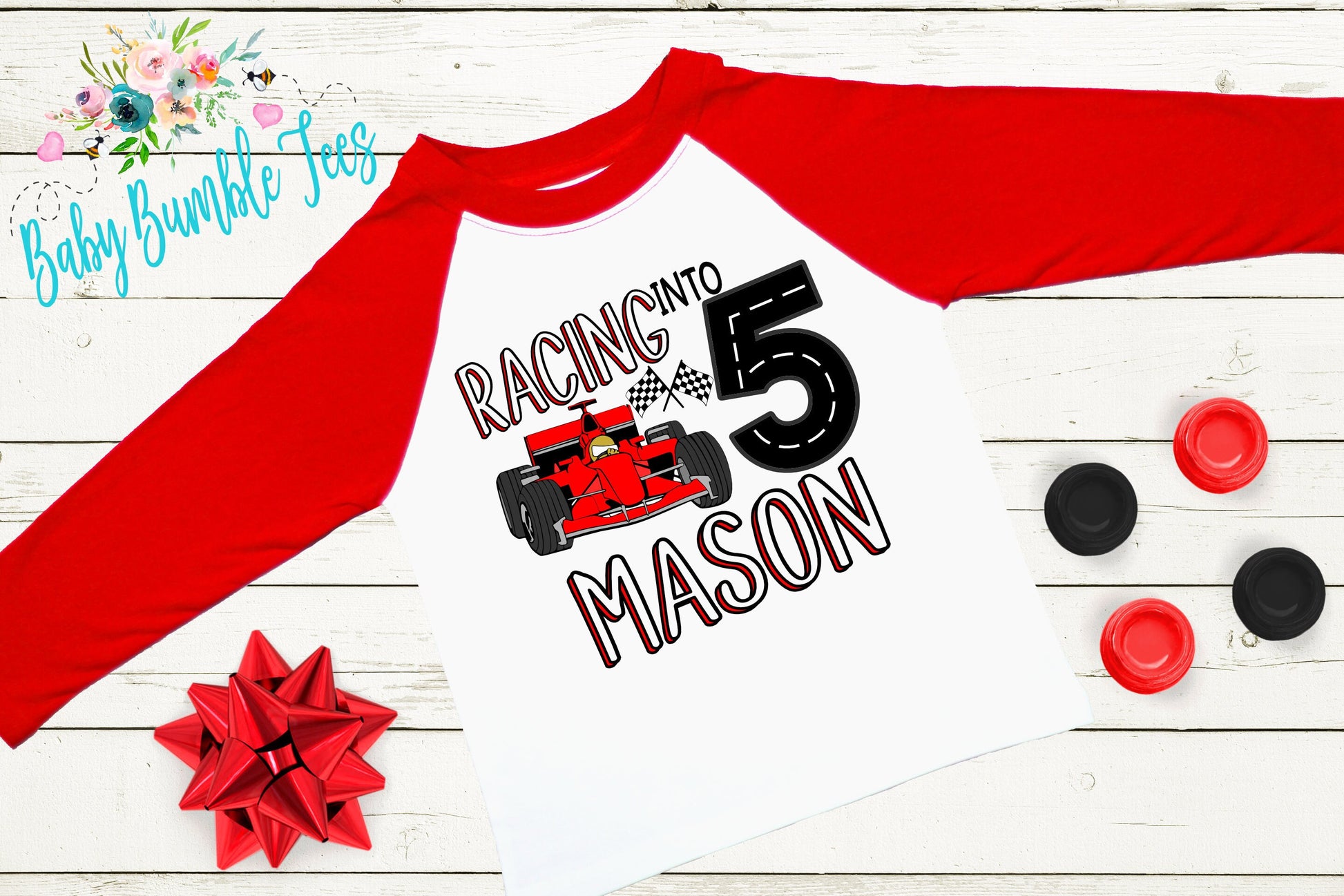 Racing into Five Birthday Shirt // Boy Birthday Shirt // 5th Birthday Shirt // Birthday Boy // Fifth Birthday / Kids Race Car Birthday Shirt