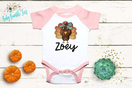 Turkey Name // Baby Girl // First Thanksgiving // Fall // Newborn // Coming home outfit // Thanksgiving Shirt // Kid Onesies® Brand