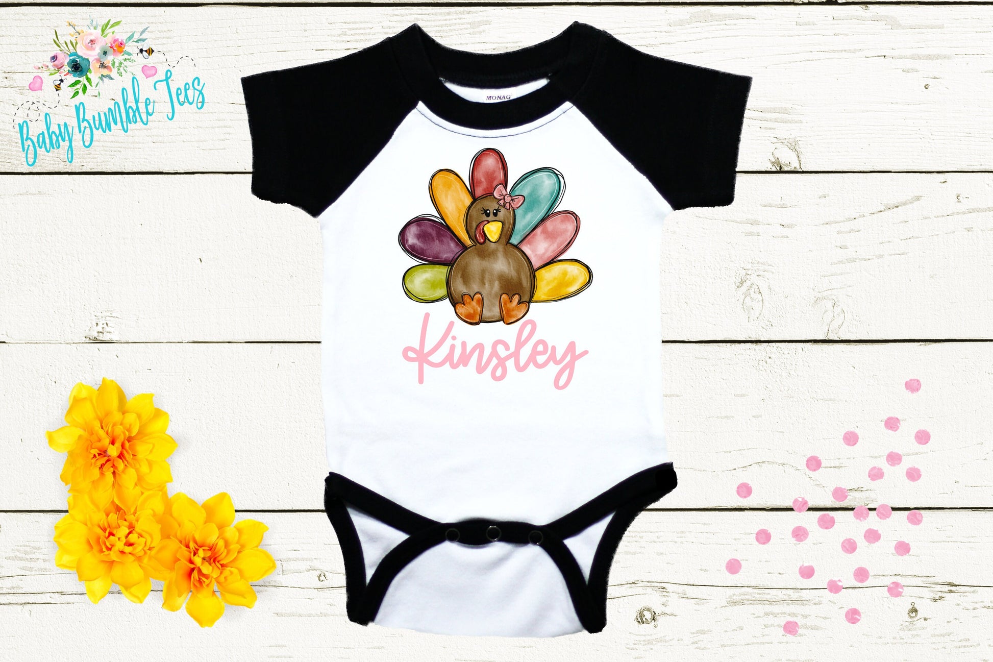 Turkey Name // Baby Girl // First Thanksgiving // Fall // Newborn // Coming home outfit // Thanksgiving Shirt // Kid Onesies® Brand
