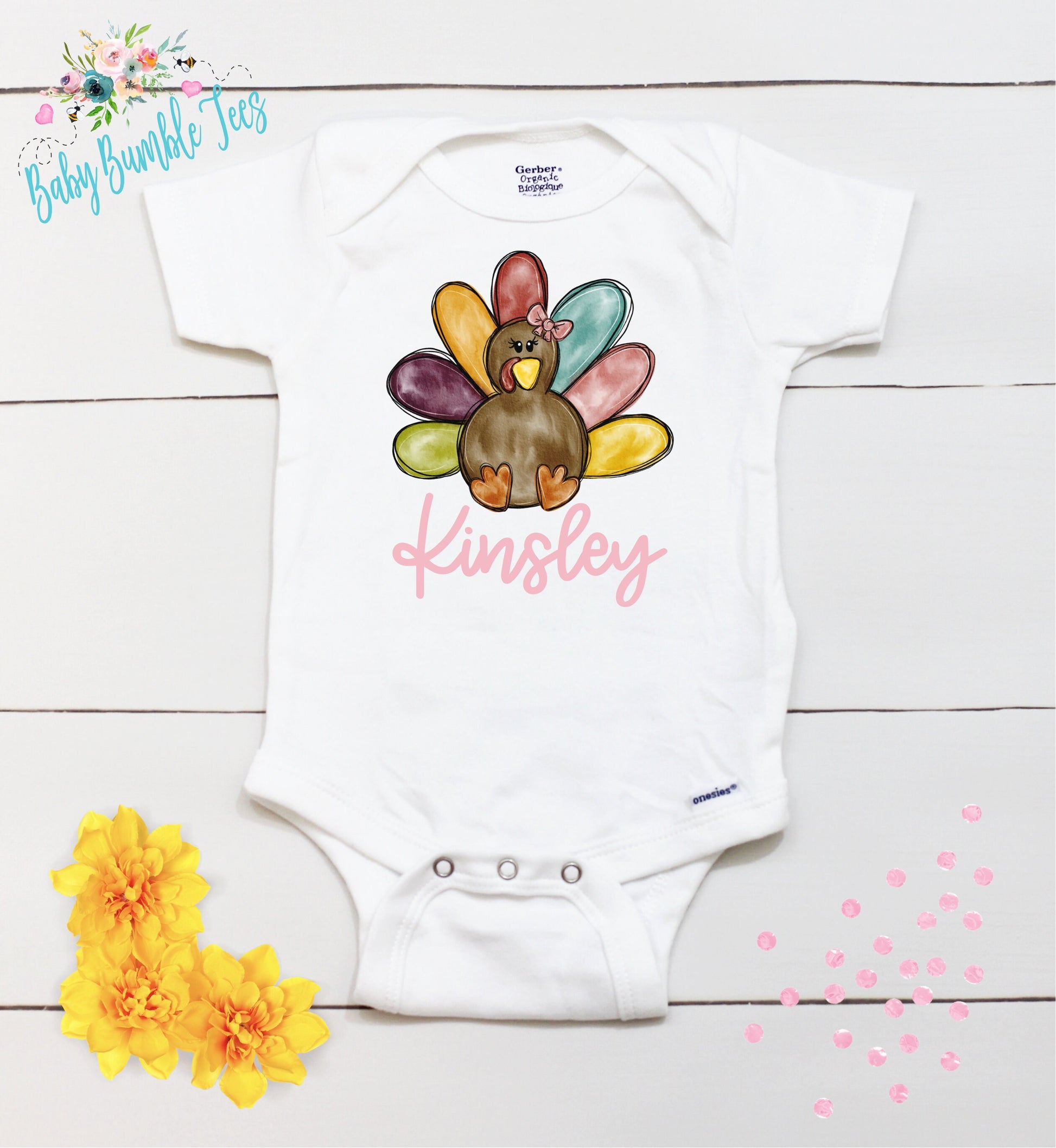 Turkey Name // Baby Girl // First Thanksgiving // Fall // Newborn // Coming home outfit // Thanksgiving Shirt // Kid Onesies® Brand